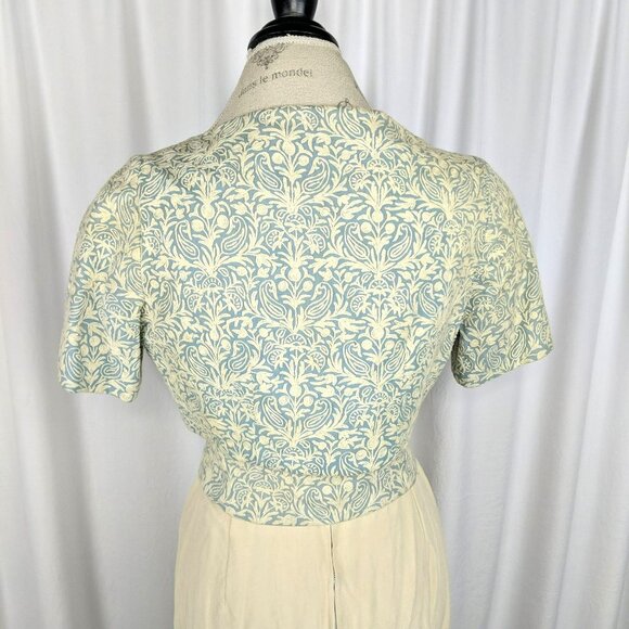 Vintage Gibson Bayh Embroidered Bolero 2 X Small Blue Cream - Picture 6 of 13